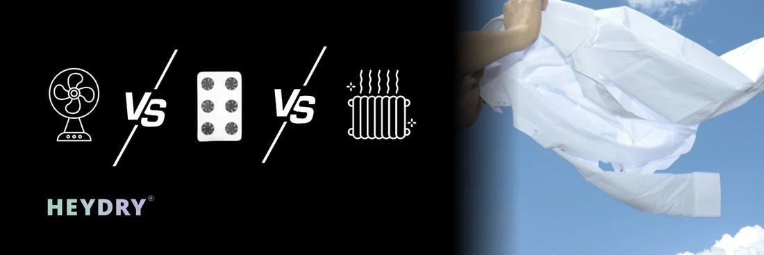 Ventilator vs. HEYDRY vs. Heizung: Was trocknet Wäsche besser? (Praxisvergleich)