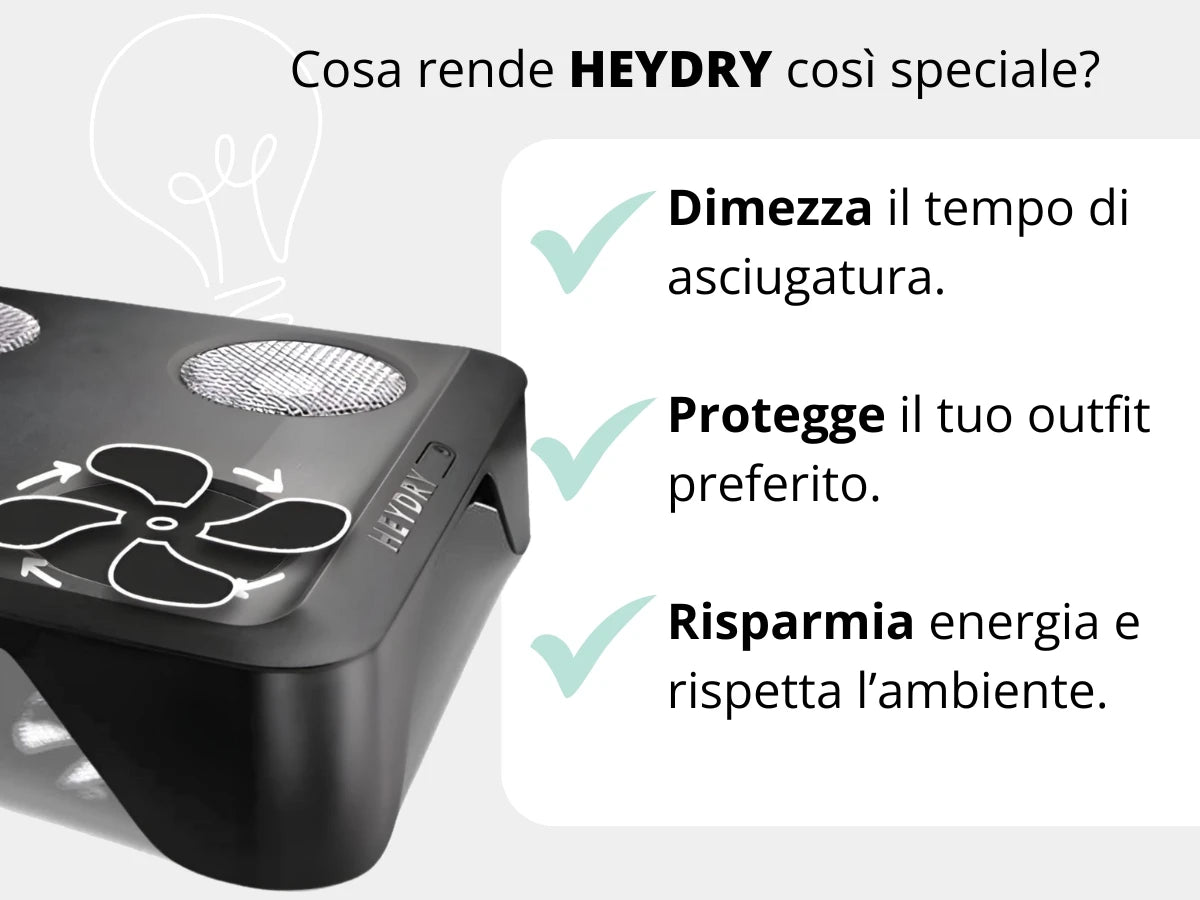I vantaggi di HEYDRY per un’asciugatura rapida, delicata ed efficiente